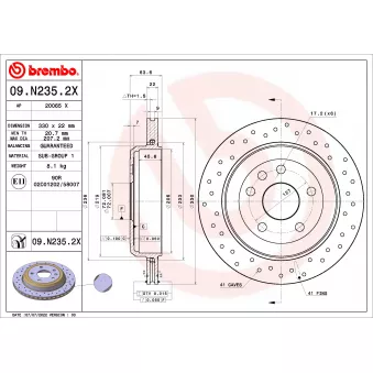 Jeu de 2 disques de frein arrière BREMBO 09.N235.2X
