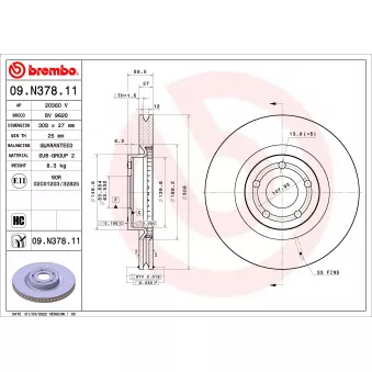 Jeu de 2 disques de frein avant BREMBO 09.N378.11