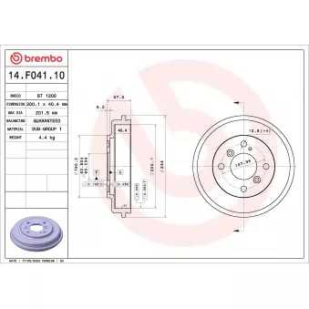 Tambour de frein BREMBO 14.F041.10