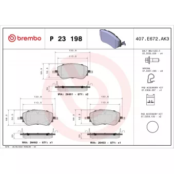 Jeu de 4 plaquettes de frein avant BREMBO P 23 198