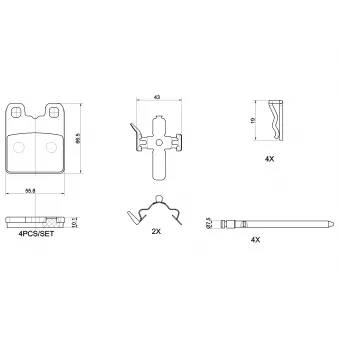 Jeu de 4 plaquettes de frein arrière BREMBO P 23 201