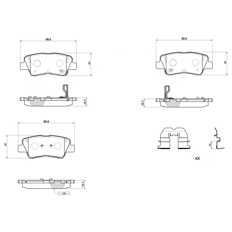 Jeu de 4 plaquettes de frein avant BREMBO P 30 158