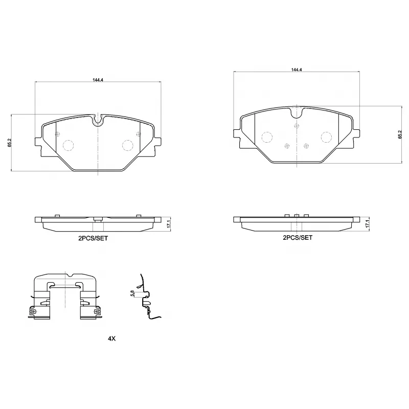 Jeu de 4 plaquettes de frein arrière BREMBO P 44 032