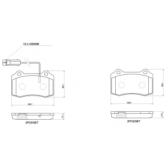 Jeu de 4 plaquettes de frein arrière BREMBO