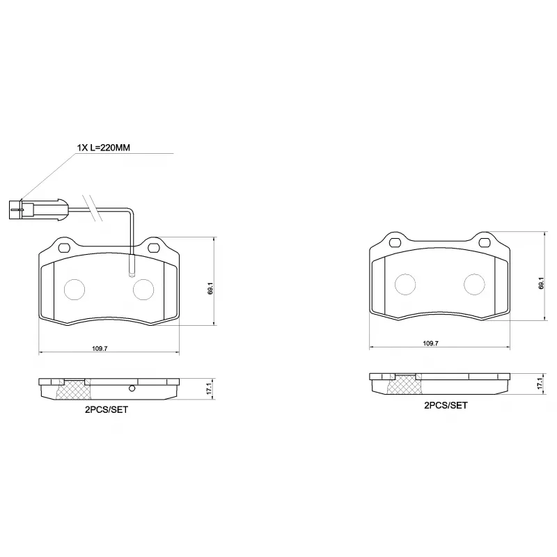 Jeu de 4 plaquettes de frein arrière BREMBO P 48 002