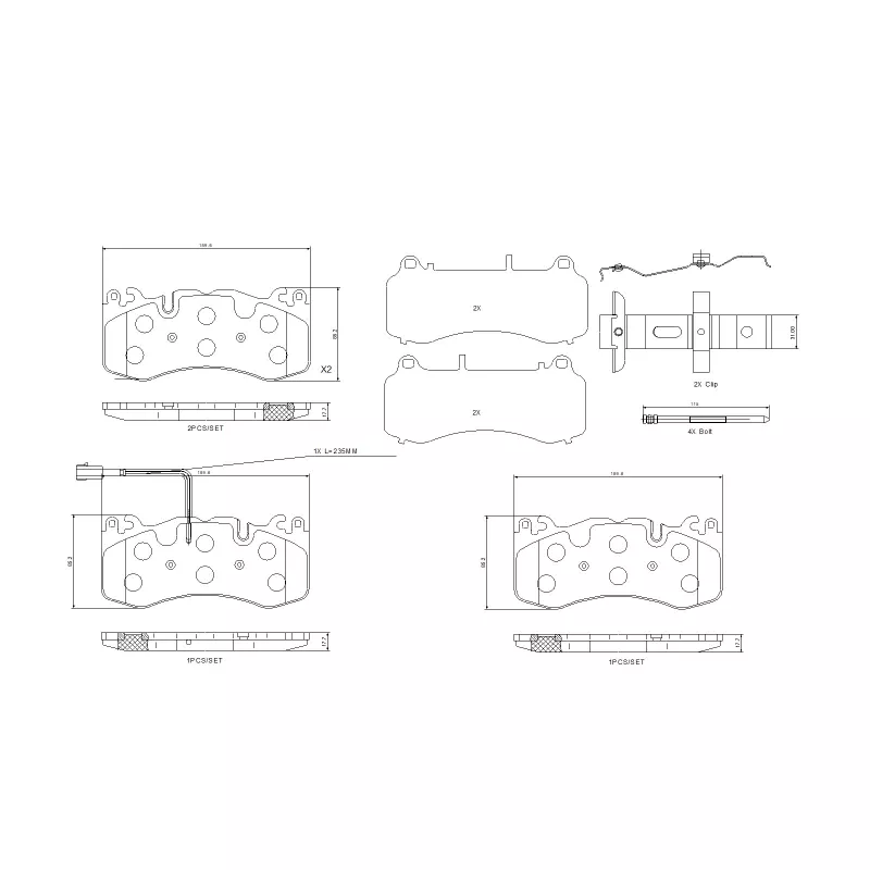 Jeu de 4 plaquettes de frein avant BREMBO P 48 005