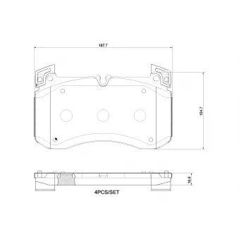 Jeu de 4 plaquettes de frein arrière BREMBO