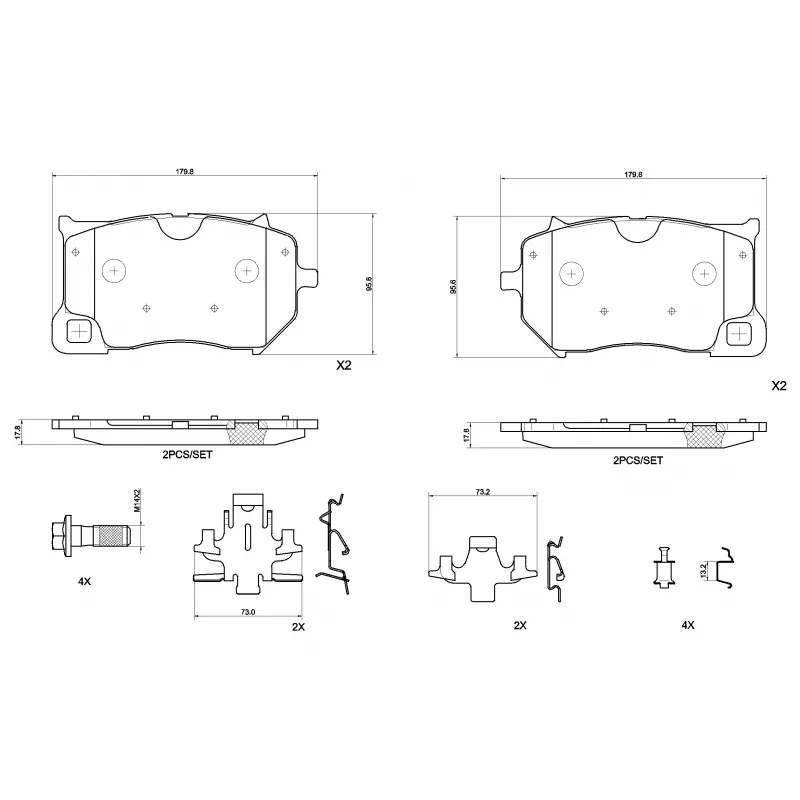 Jeu de 4 plaquettes de frein avant BREMBO P 86 036