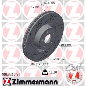 Jeu de 2 disques de frein avant ZIMMERMANN 100.3360.54