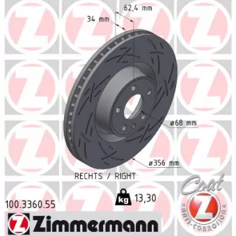 Jeu de 2 disques de frein avant ZIMMERMANN 100.3360.55