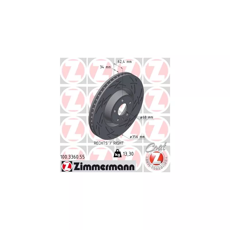 Jeu de 2 disques de frein avant ZIMMERMANN 100.3360.55