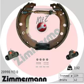 Kit de freins arrière (prémontés) ZIMMERMANN 20990.113.0