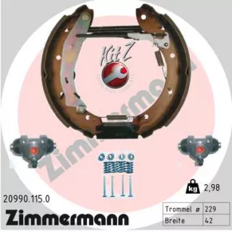 Kit de freins arrière (prémontés) ZIMMERMANN 20990.115.0
