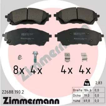 Jeu de 4 plaquettes de frein avant ZIMMERMANN 22688.190.2