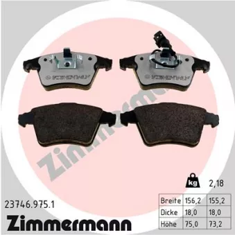 Jeu de 4 plaquettes de frein avant ZIMMERMANN 23746.975.1