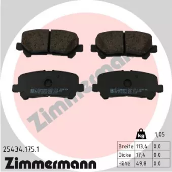 Jeu de 4 plaquettes de frein arrière ZIMMERMANN 25434.175.1