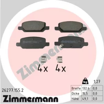 Jeu de 4 plaquettes de frein arrière ZIMMERMANN 26277.155.2