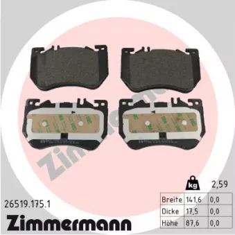 Jeu de 4 plaquettes de frein avant ZIMMERMANN 26519.175.1