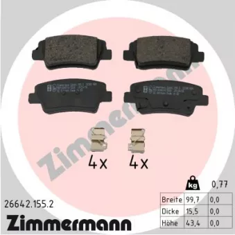 Jeu de 4 plaquettes de frein arrière ZIMMERMANN 26642.155.2
