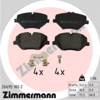 Jeu de 4 plaquettes de frein avant ZIMMERMANN 26695.180.2