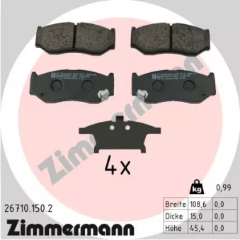 Jeu de 4 plaquettes de frein avant ZIMMERMANN 26710.150.2