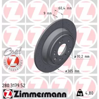 Jeu de 2 disques de frein arrière ZIMMERMANN 280.3179.52