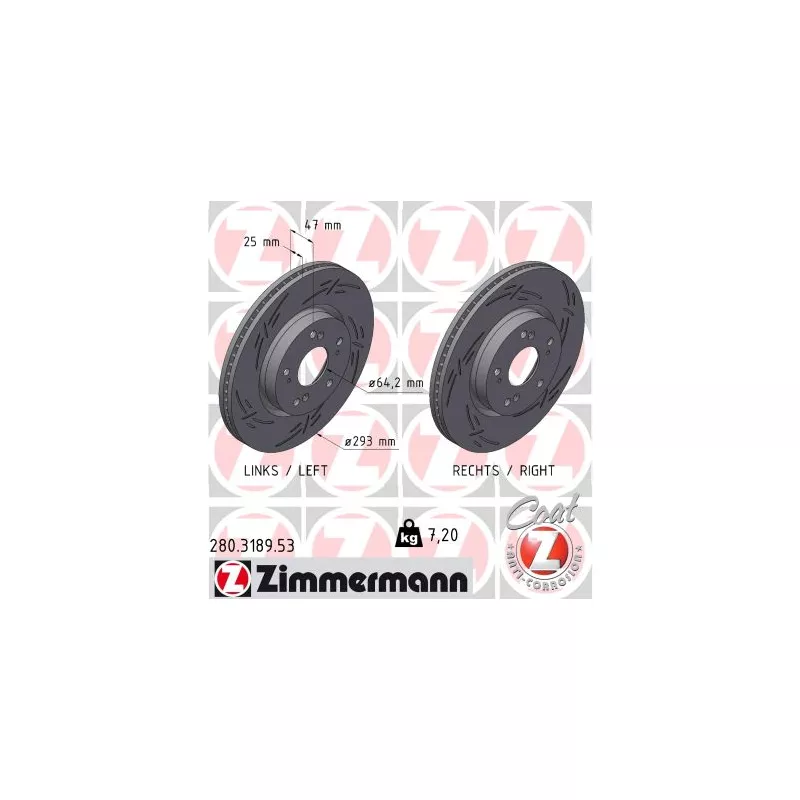 Jeu de 2 disques de frein avant ZIMMERMANN 280.3189.53