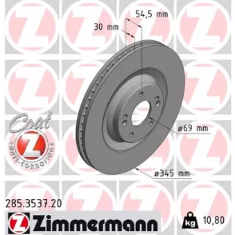 Jeu de 2 disques de frein avant ZIMMERMANN 285.3537.20
