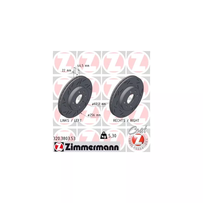 Jeu de 2 disques de frein avant ZIMMERMANN 320.3803.53