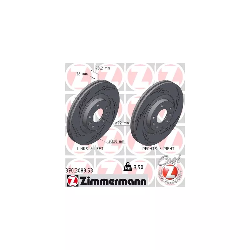 Jeu de 2 disques de frein avant ZIMMERMANN 370.3088.53