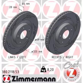 Jeu de 2 disques de frein avant ZIMMERMANN 380.2118.53