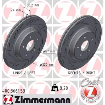 Jeu de 2 disques de frein arrière ZIMMERMANN 400.3661.53