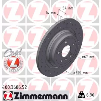 Jeu de 2 disques de frein arrière ZIMMERMANN 400.3686.52