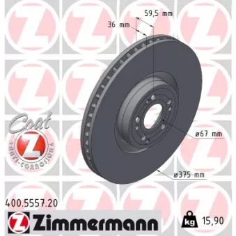 Jeu de 2 disques de frein avant ZIMMERMANN 400.5557.20