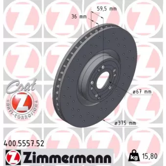 Jeu de 2 disques de frein avant ZIMMERMANN 400.5557.52