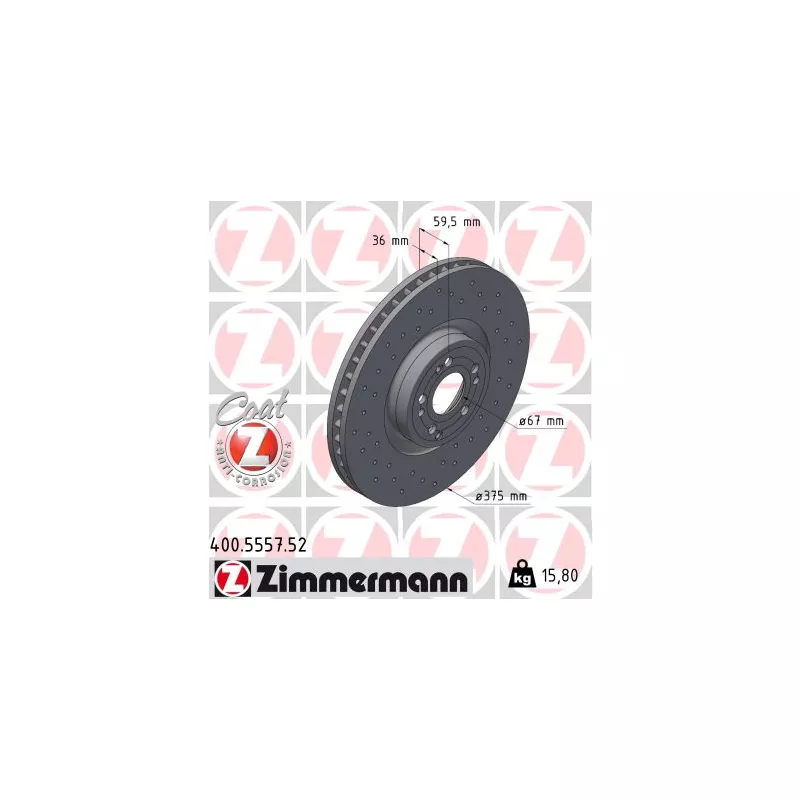 Jeu de 2 disques de frein avant ZIMMERMANN 400.5557.52