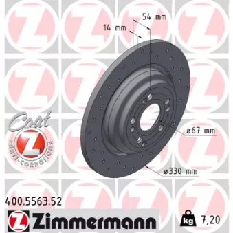 Jeu de 2 disques de frein arrière ZIMMERMANN 400.5563.52