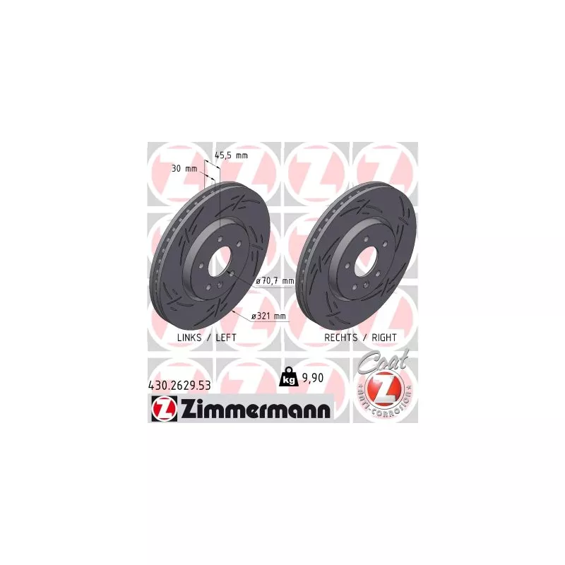 Jeu de 2 disques de frein avant ZIMMERMANN 430.2629.53
