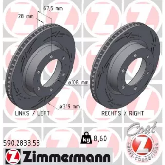 Jeu de 2 disques de frein avant ZIMMERMANN 590.2833.53