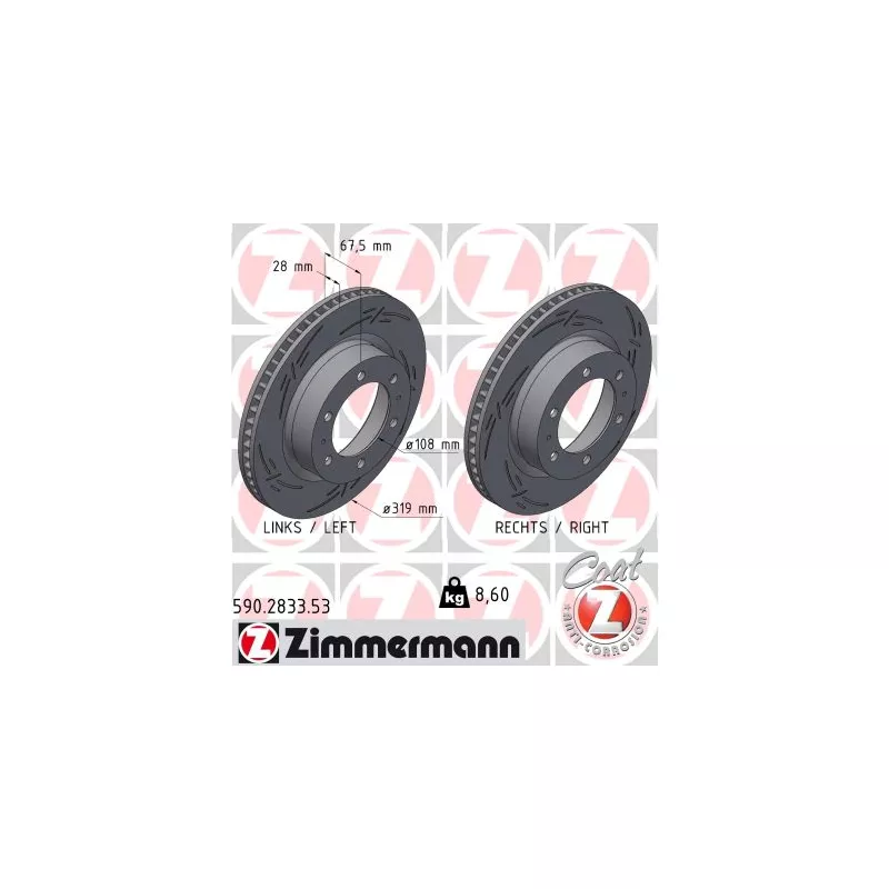 Jeu de 2 disques de frein avant ZIMMERMANN 590.2833.53
