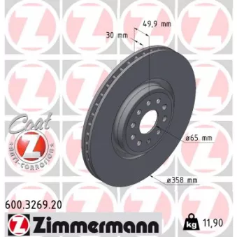 Jeu de 2 disques de frein avant ZIMMERMANN 600.3269.20