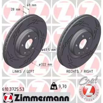 Jeu de 2 disques de frein avant ZIMMERMANN 610.3725.53