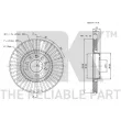 Jeu de 2 disques de frein avant NK 203654 - Visuel 3