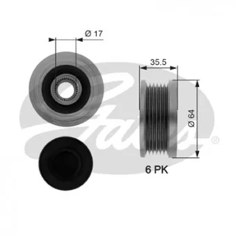 Poulie roue libre, alternateur GATES OAP7073