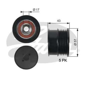 Poulie roue libre, alternateur GATES OAP7088