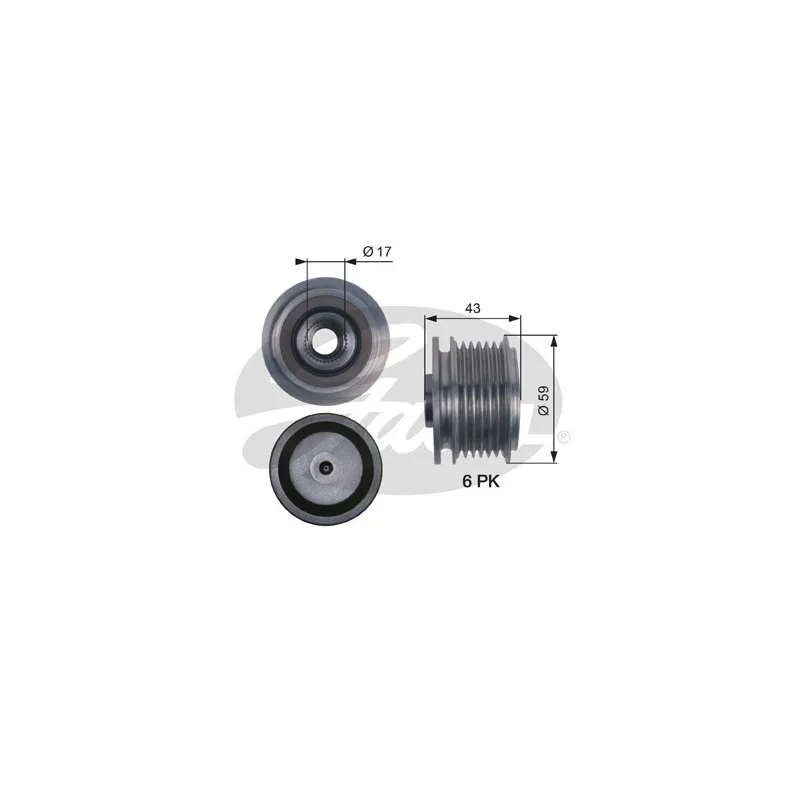 Poulie roue libre, alternateur GATES OAP7112