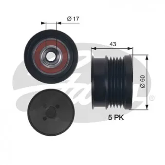 Poulie roue libre, alternateur GATES OAP7134