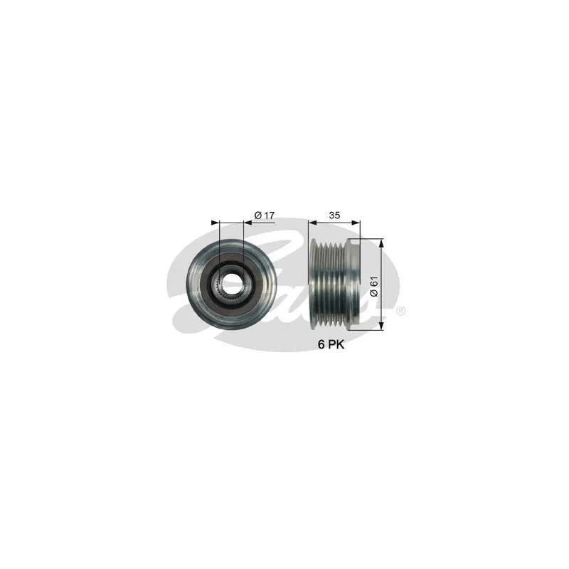 Poulie roue libre, alternateur GATES OAP7166