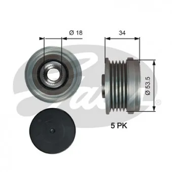 Poulie roue libre, alternateur GATES OAP7202