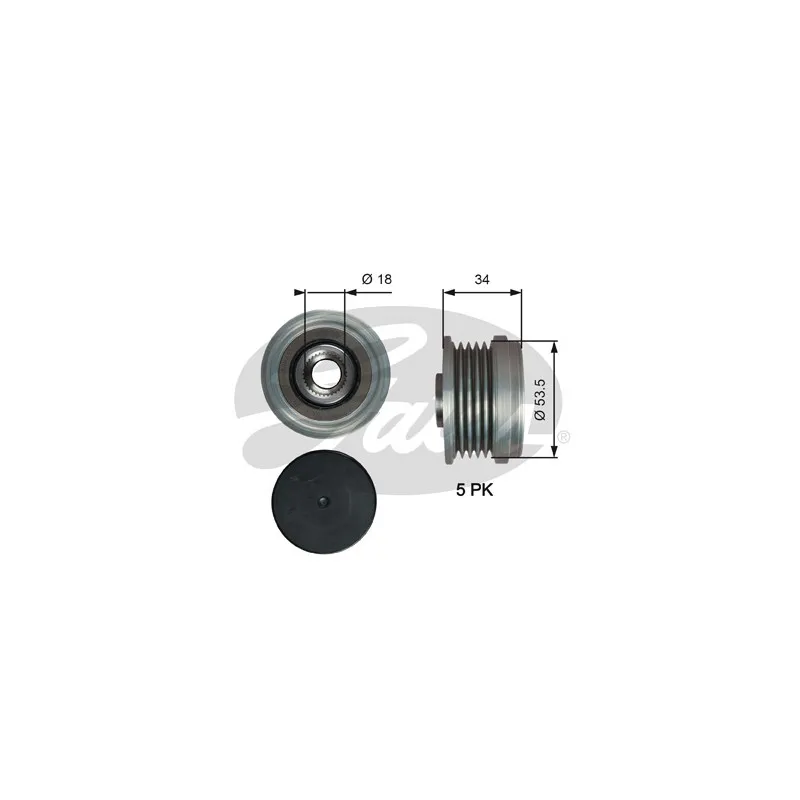 Poulie roue libre, alternateur GATES OAP7202